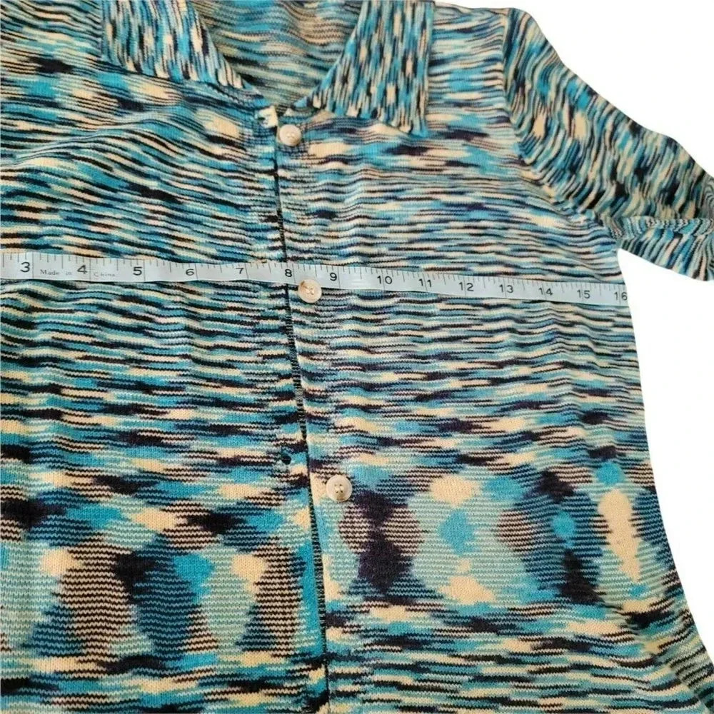 Band Of Gypsies Long Temo Cardigan Blue/Beige Slit Side Button Up SIZE S WOMEN'S - Picture 10 of 16